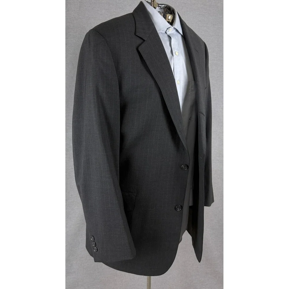 Brooks Brothers BrooksEase Grey Pinstripe Wool Blazer Sport Coat 44 Long 44L